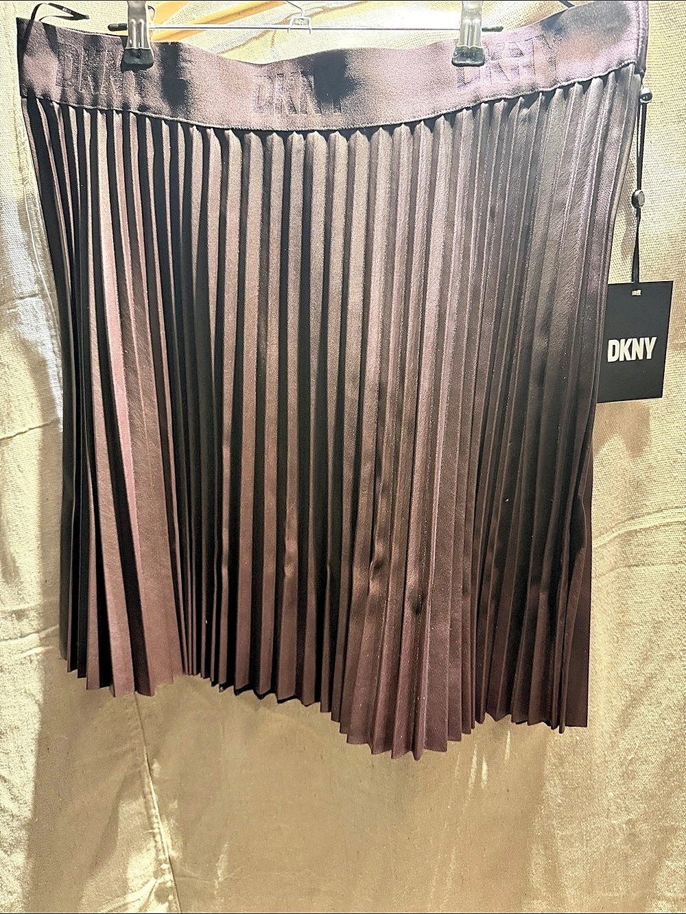 DKNY Pleated Midi Skirt Brown XL NWT